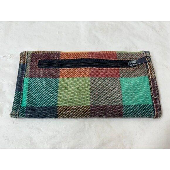 KAVU Big Spender Wallet Womens Patchwork Trifold Logo 7.5"x4" Snap Zip Checkbook - Picture 2 of 4